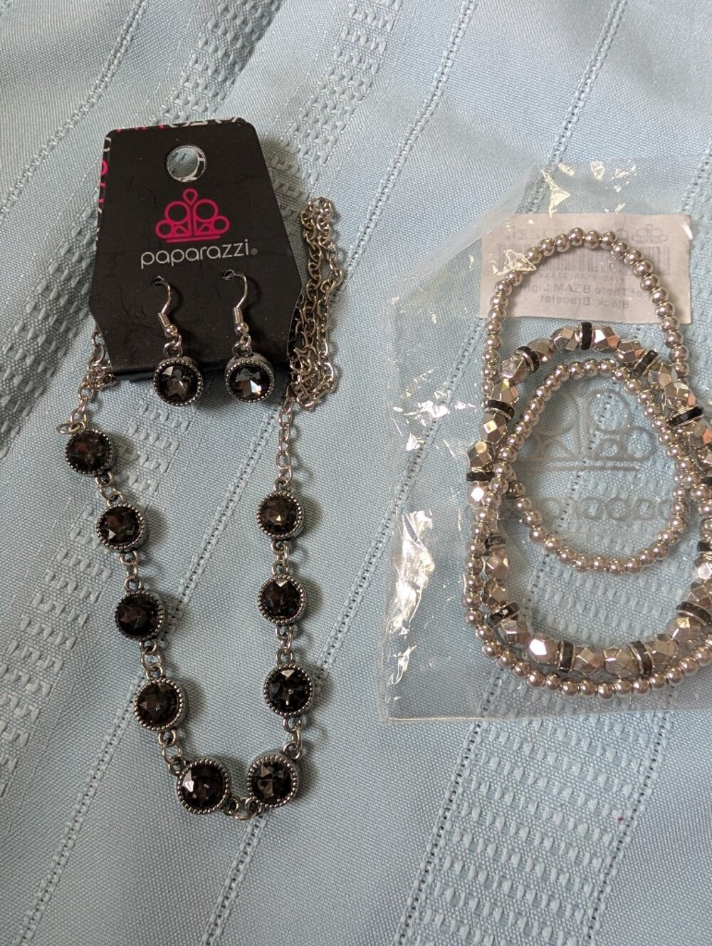 Paparazzi Silver-Tone Smoky Crystal Necklace & Earring Set - Bracelets